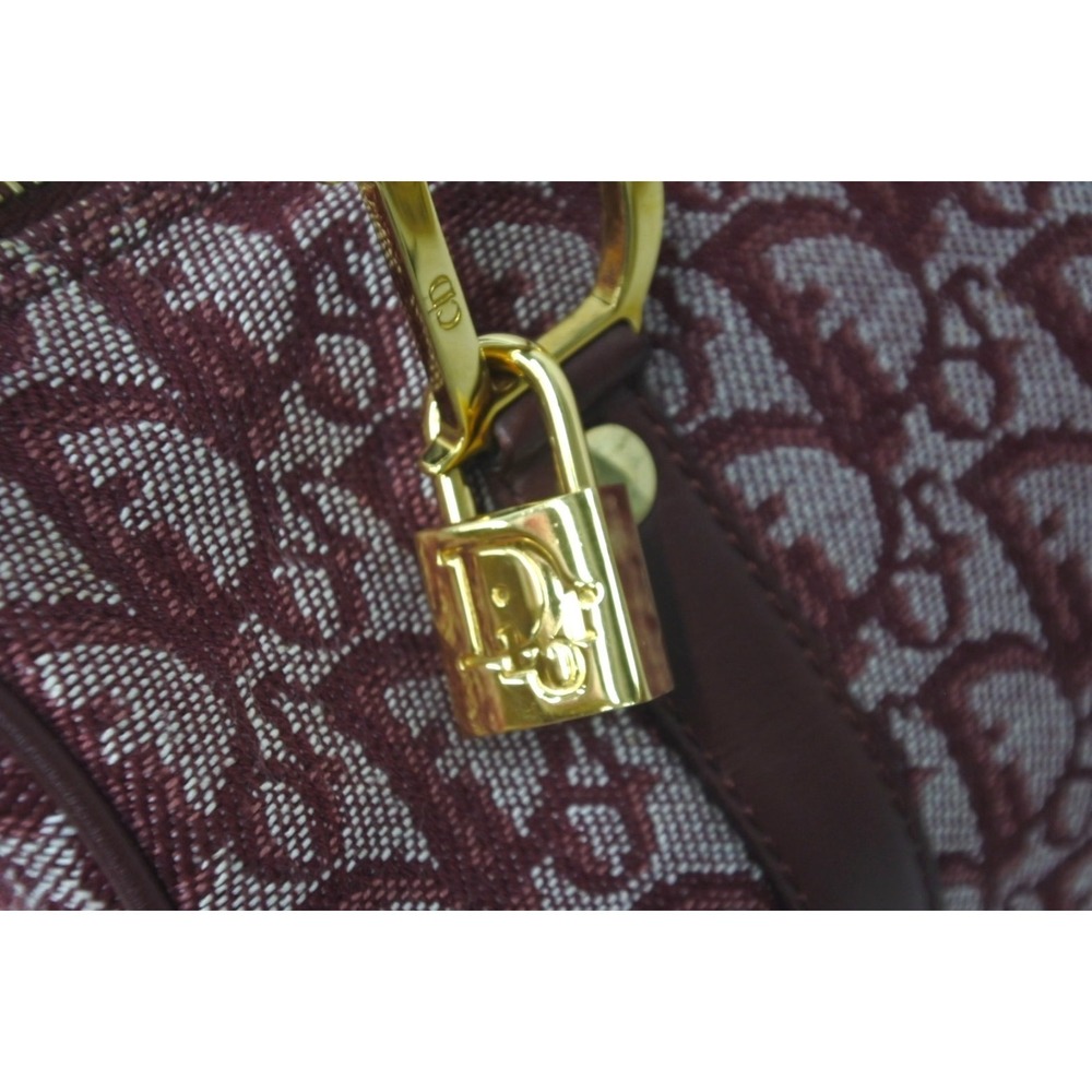 Christian Dior Trotter Handbag Canvas Leather Bordeaux - Picture 4 of 9